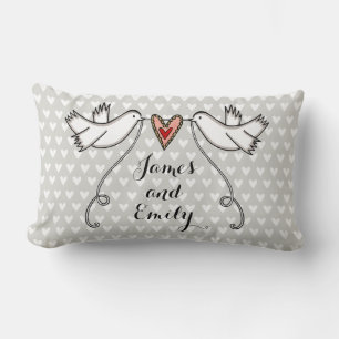 Cojín Lumbar Cushion de regalo Boda de palomas blancas personal