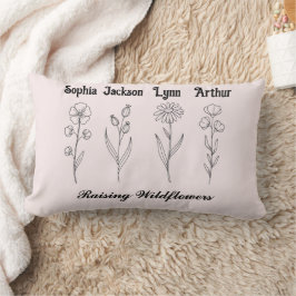 Cojín Lumbar Custom Children Name Wildflower Garden