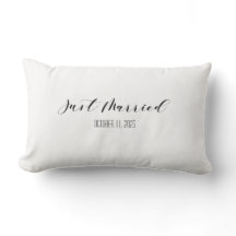 Custom Just Married Wedding Pillow Names & Date