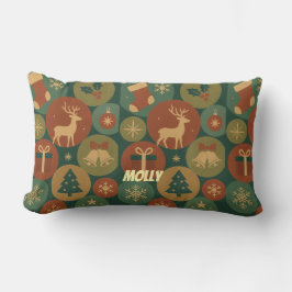 Cojín Lumbar Custom Name Christmas Circles