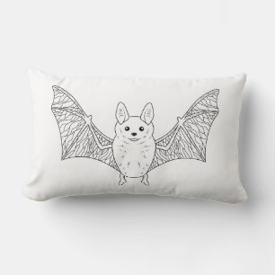 Cojín Lumbar Cute Bat Minimal Line Art Halloween Moderno