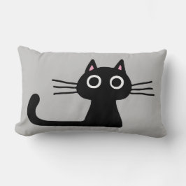 Cojín Lumbar Cute Black Kitty | Quirky Cat con largos sabotajes