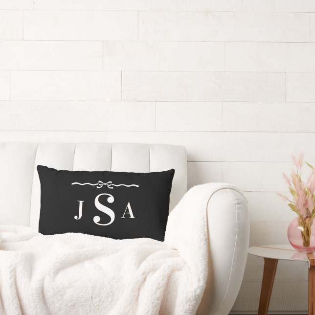 Cojín Lumbar Cute Bow Border Custom Monogram Throw Pillow (Sofá)