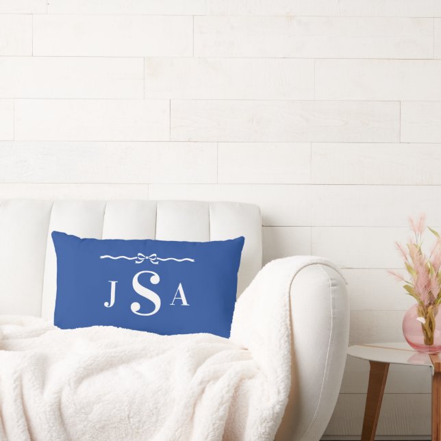 Cojín Lumbar Cute Bow Border Custom Monogram Throw Pillow (Sofá)