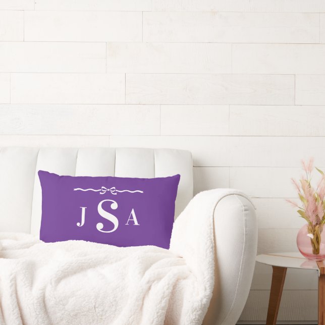 Cojín Lumbar Cute Bow Border Custom Monogram Throw Pillow (Sofá)