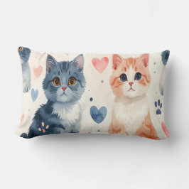 Cojín Lumbar Cute Cats Mug & Pillow - Watercolor Playful Kitten