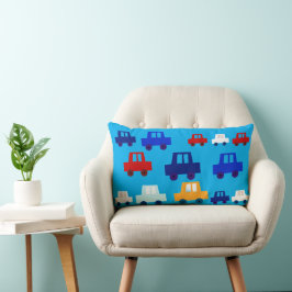 Cojín Lumbar Cute Custom Blue Little Cars Boy's Throw