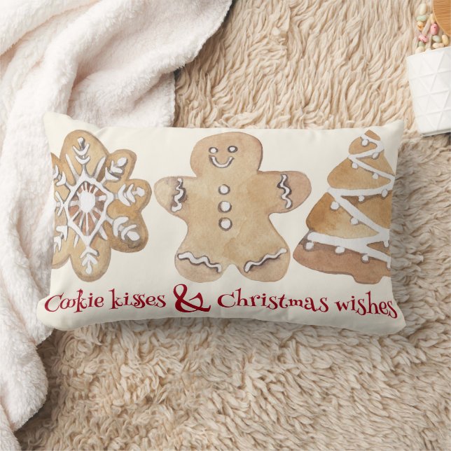 Cojín Lumbar Cute Gingerbread Cookie besa Navidades (Manta)