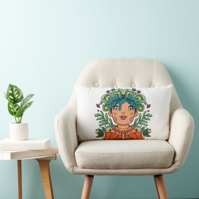 Cojín Lumbar Cute Girl, Throw Pillow (Silla)