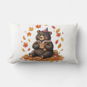 Cojín Lumbar Cute Halloween Pumpkin Spice Bear Cozy Camiseta de