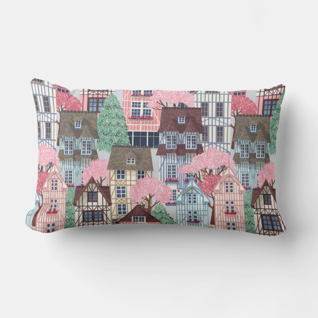 Cojín Lumbar Cute Houses Lumbar Pillow (Anverso)