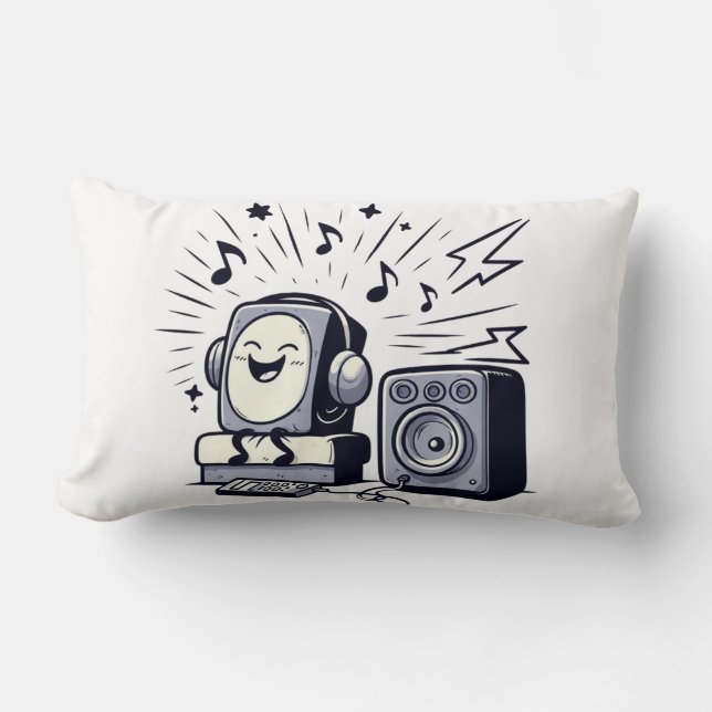 Cojín Lumbar Cute Music Lover – Fun Cartoon Music Pillow 02 (Anverso)