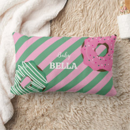Cojín Lumbar Cute Pink & Green Donut Baby Throw Pillow