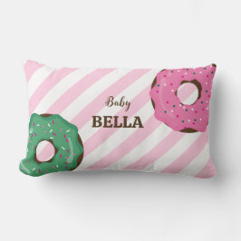 Cojín Lumbar Cute Pink & Green Donut Baby Throw Pillow