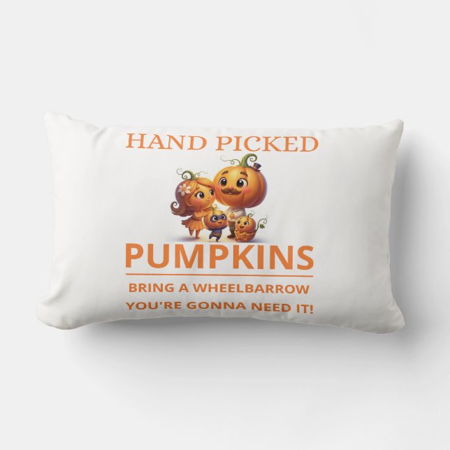 Cojín Lumbar Cute Pumpkin Patch Kids Hand Picked Pumpkins Throw (Anverso)