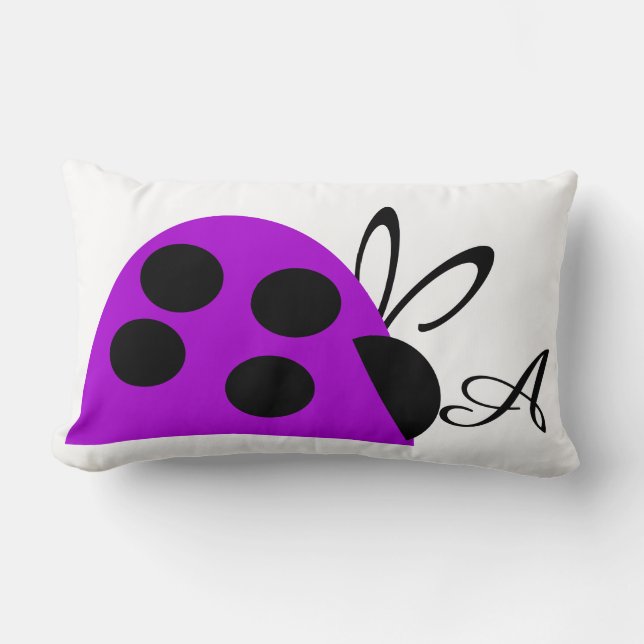 Cojín Lumbar Cute Purple Ladybug Personalizado (Anverso)