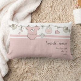 Cojín Lumbar Cute rosa de la ropa del bebé Brith Stats