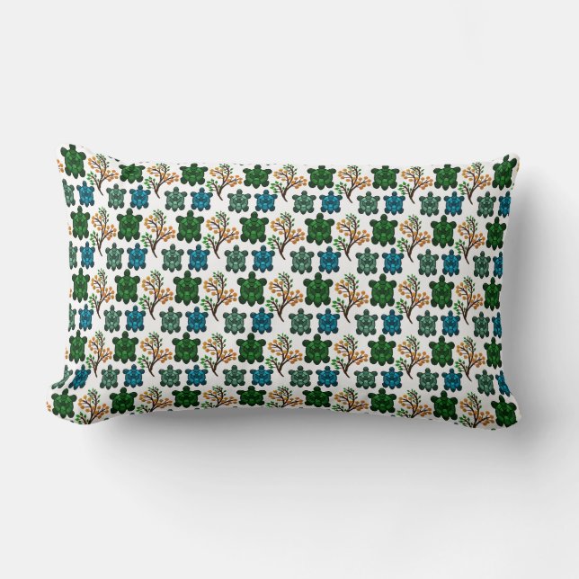 Cojín Lumbar Cute Turtle Seamless Pattern | Ocean Animal Repeat (Anverso)