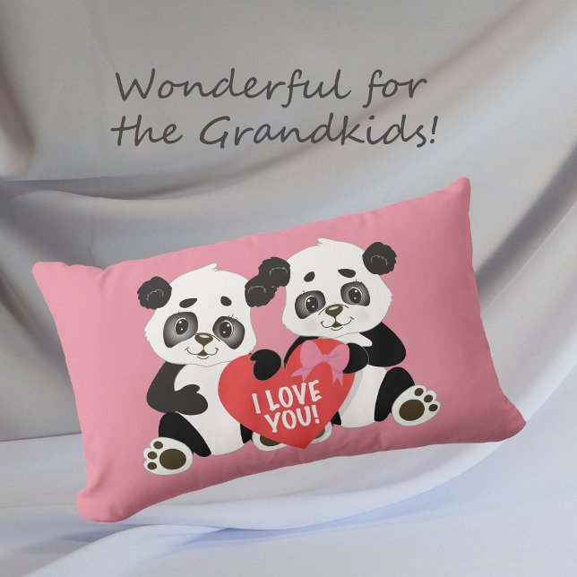Cojín Lumbar Cute Valentine Panda Bears Pink (Subido por el creador)