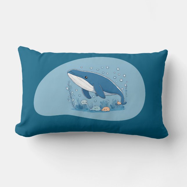 Cojín Lumbar Cute Whale (Anverso)