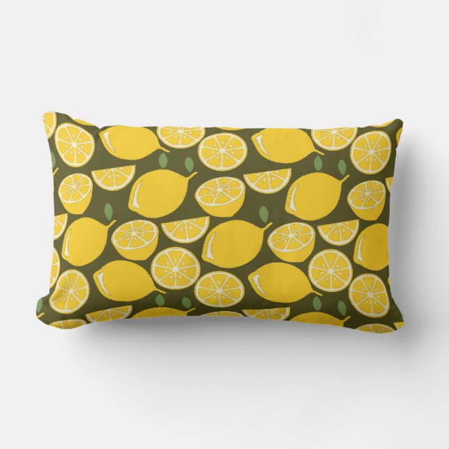 Cojín Lumbar Cuto de diversión moderno amarillo limón (Anverso)