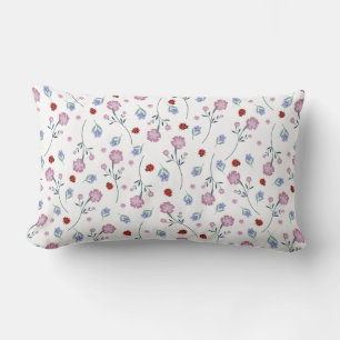 Cojín Lumbar Cuto insecto de labios Polka dot Daisy Flower Rust