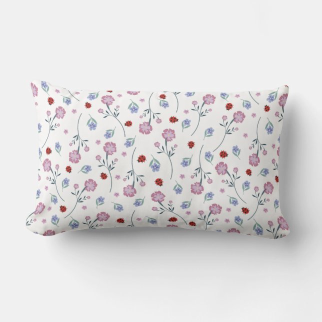 Cojín Lumbar Cuto insecto de labios Polka dot Daisy Flower Rust (Anverso)
