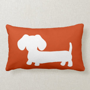 Cojín Lumbar Dachshund blanco con en el naranja