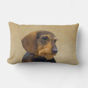 Cojín Lumbar Dachshund (Cabezal alambrada) Pintura original de