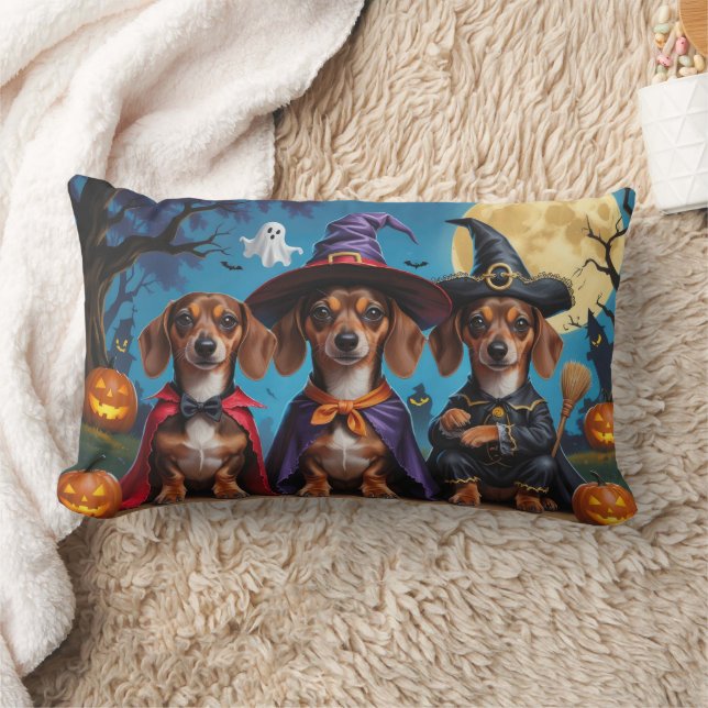 Cojín Lumbar Dachshund Dogs Calabaza Halloween Divertido (Manta)