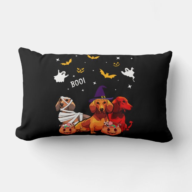 Cojín Lumbar Dachshund Halloween Perro Lover (Anverso)