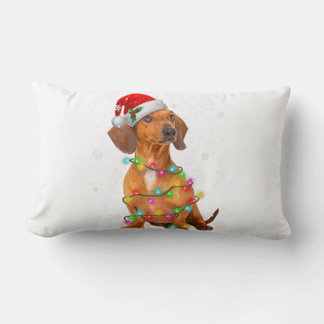 Cojín Lumbar Dachshund Perros Árboles Navidades Sweater Xmas Re (Anverso)