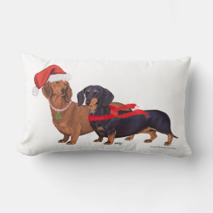 Cojín Lumbar Dachshunds Navidad