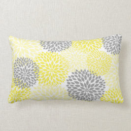 Cojín Lumbar Dahlia amarillo y gris / Mamá rectangular
