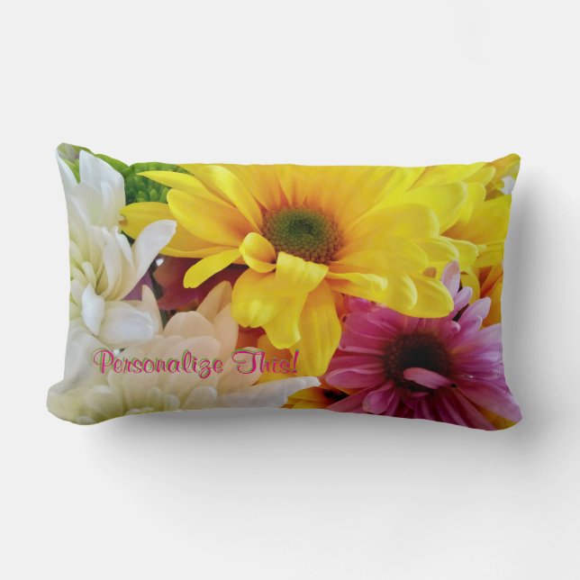 Cojín Lumbar Daisies mixtos Bouquet-Lumbar Pillow (Anverso)