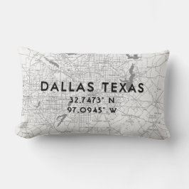 Cojín Lumbar Dallas Texas Map Black White & Grey personalizado