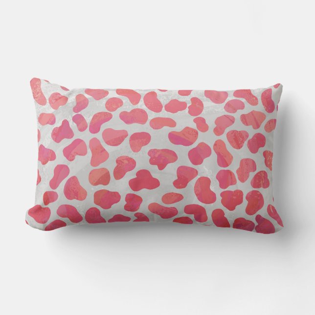 Cojín Lumbar Dálmata Rosa y Blanco Estampado (Anverso)