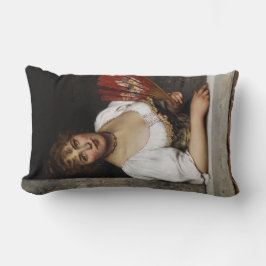 Cojín Lumbar Dama con ventilador rojo (por Eugene de Blaas)