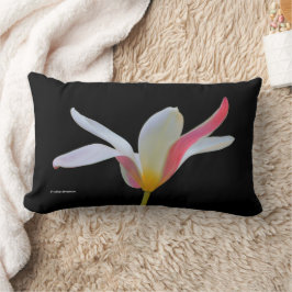 Cojín Lumbar Dama elegante tulipán flores blancas rosadas