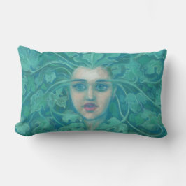 Cojín Lumbar Dama Verde / Reina Forestal, arte de fantasía