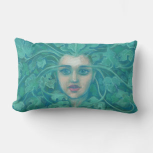 Cojín Lumbar Dama Verde / Reina Forestal, arte de fantasía