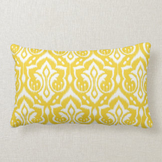 Cojín Lumbar Damasco de Ikat - amarillo de la sol