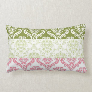 Cojín Lumbar Damasco rosado y verde de la raya