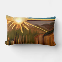 Cojín Lumbar Danza del arte abstracto de Cacti