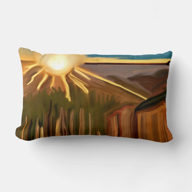 Cojín Lumbar Danza del arte abstracto de Cacti (Anverso)