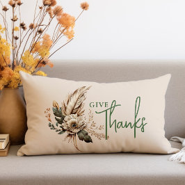 Cojín Lumbar Dar Gracias Boho Floral de Otoño Acción de Gracias