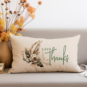 Cojín Lumbar Dar Gracias Boho Floral de Otoño Acción de Gracias