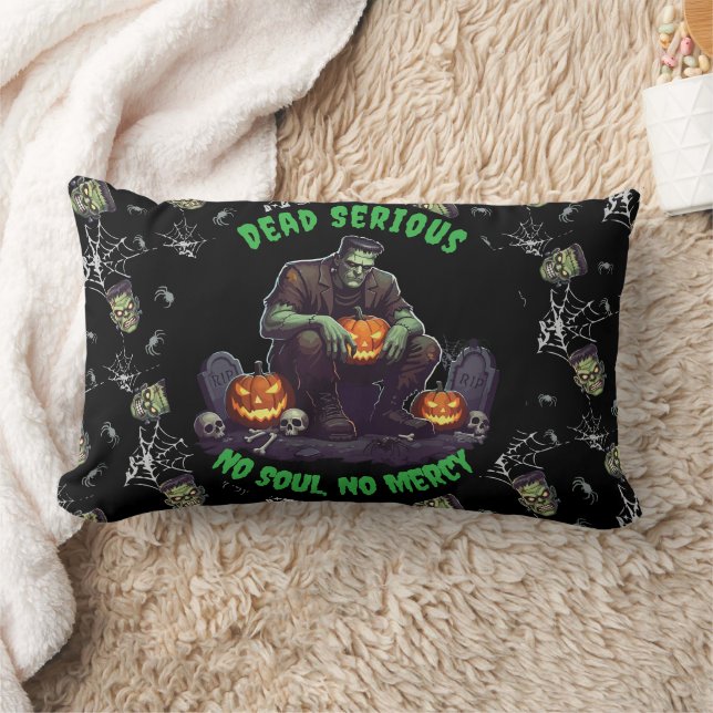 Cojín Lumbar 🖤 🛋️ de 💀 de Frankenstein Negro (Manta)