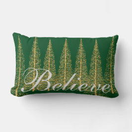 Cojín lumbar de Navidad 'Believe on Green'