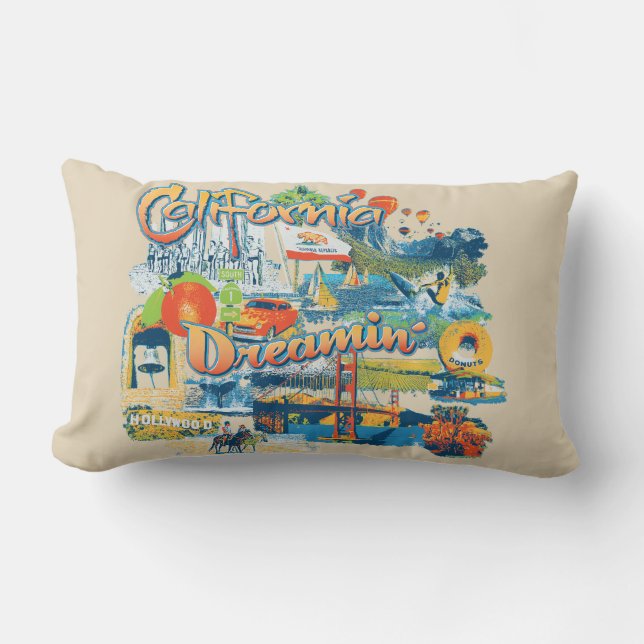 Cojín Lumbar Decoración de Hogar Soñando California (Anverso)